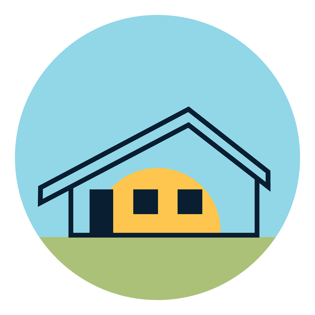 Minimalist House Illustration on Transparent Background in Circular Design