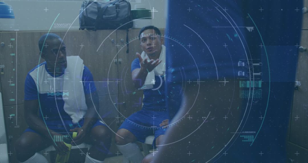 Diverse Team Chat With Future Technology Display