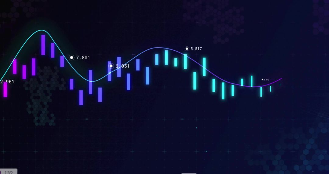 Futuristic Data Visualization with Highlighted Analytics Trends
