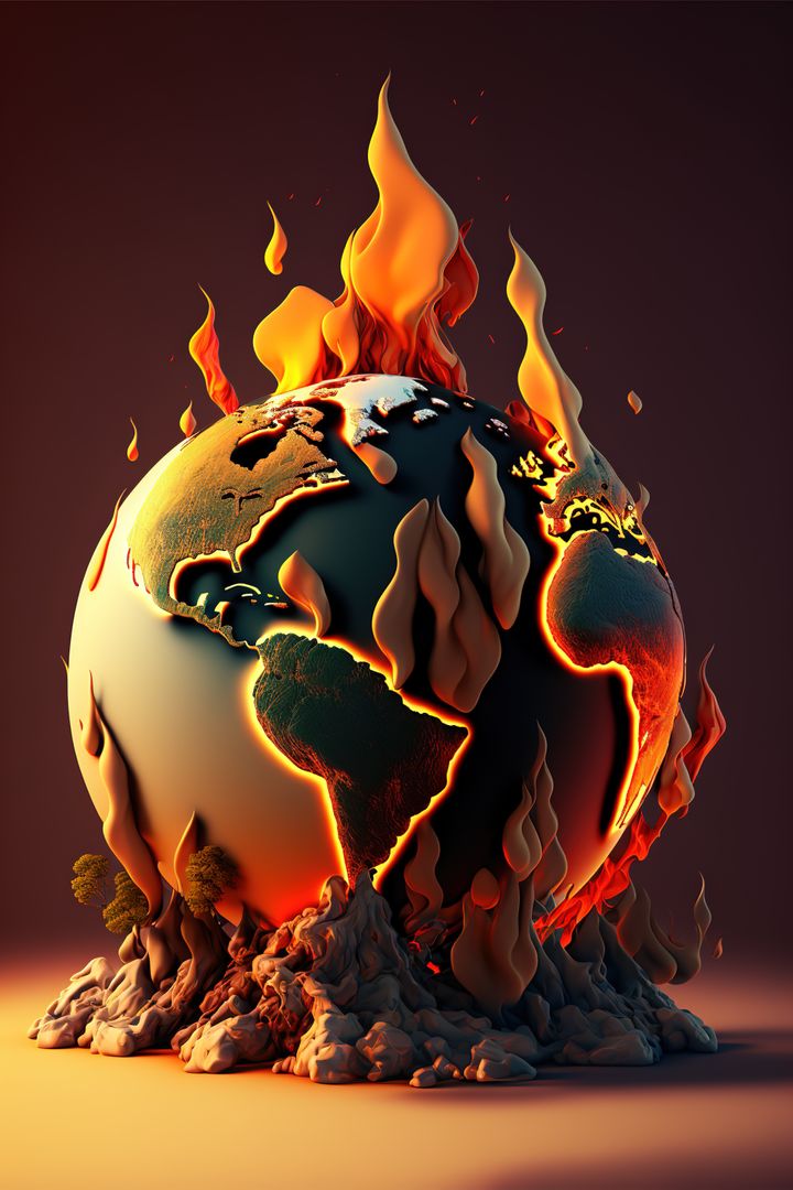 Composition of burning globe with smoke and flames created using generative ai technology - Free Images, Stock Photos and Pictures on Pikwizard.com