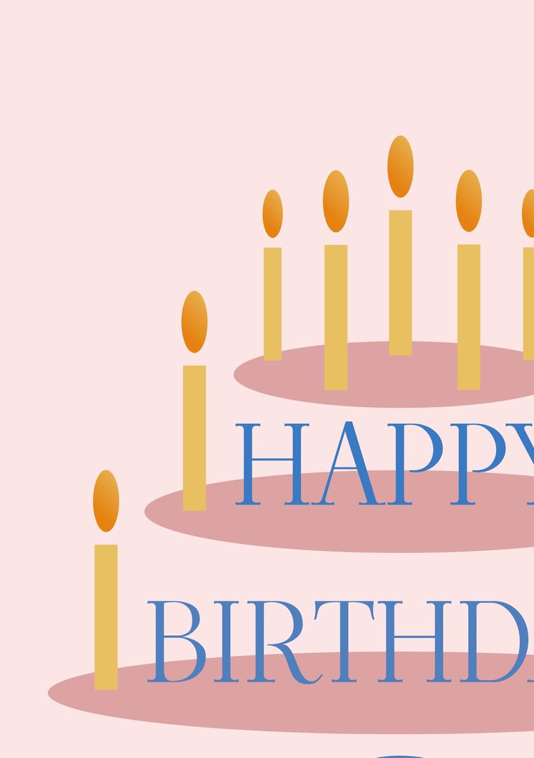 Stylized Birthday Cake with Candles, Minimalist Happy Birthday Card - Download Free Stock Templates Pikwizard.com