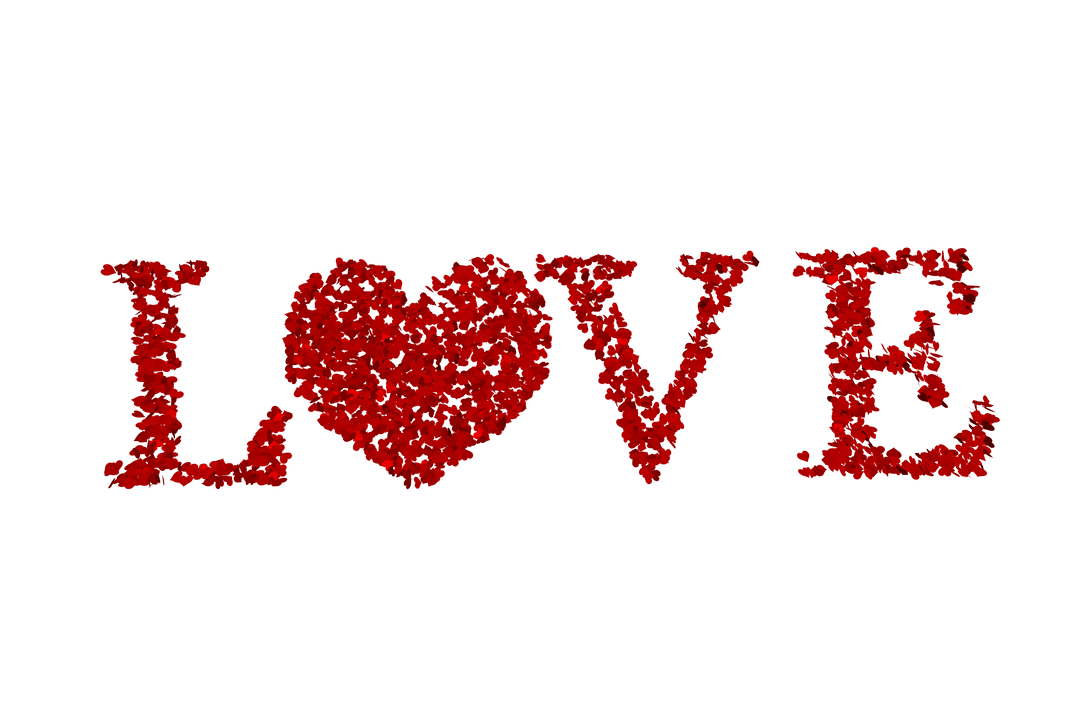 Love Word Created with Red Petals Transparent Background