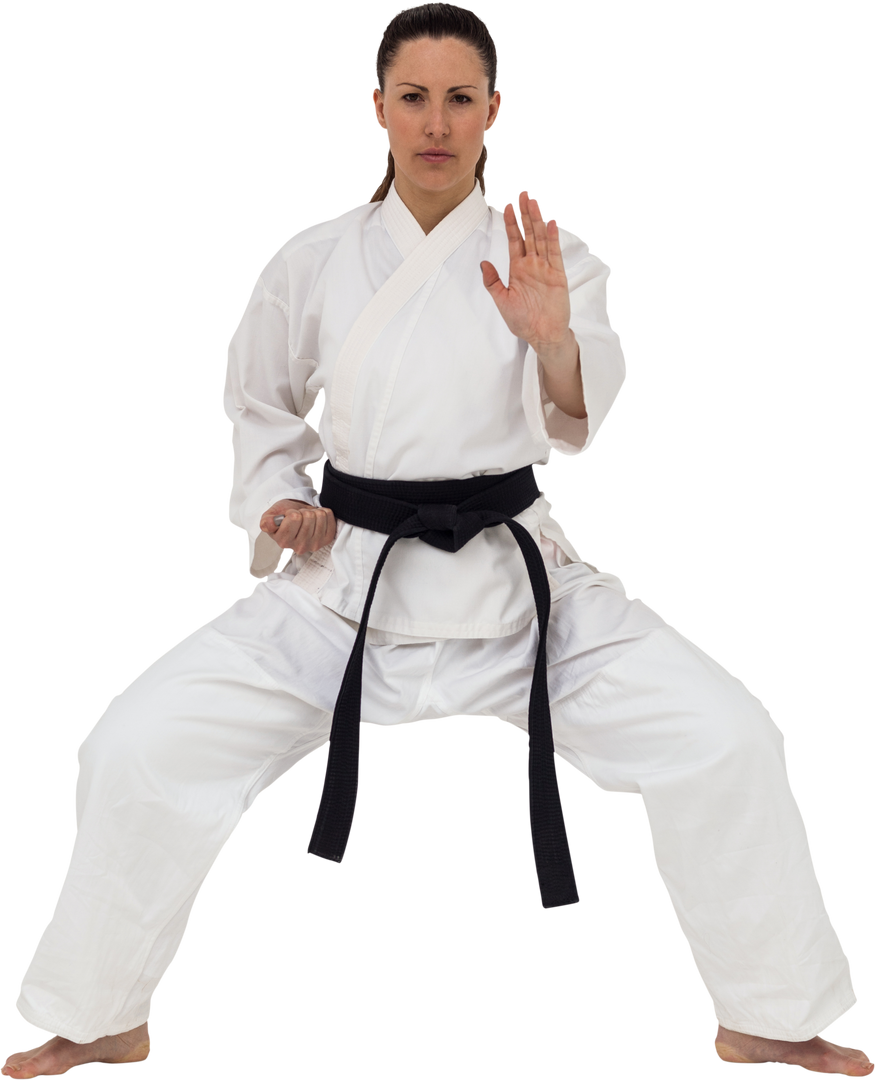 Female Martial Artist in Karate Stance Transparent Background - Download Free Stock Images Pikwizard.com