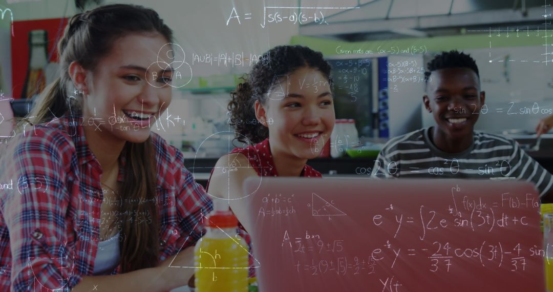 Diverse Students Engaging with Technology in Math Classroom