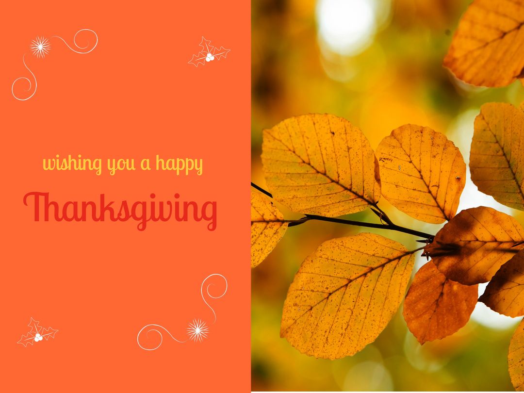 Warm Thanksgiving Greeting with Autumn Leaves