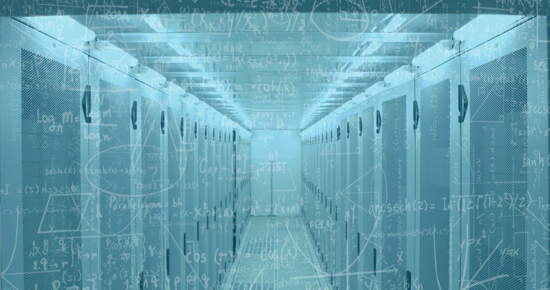 Digital Interface with Mathematical Overlay on Server Room
