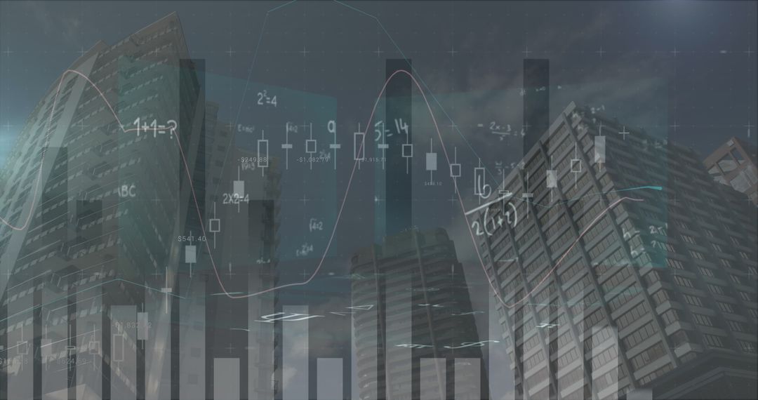 Futuristic Data Visualization Over Modern Cityscape