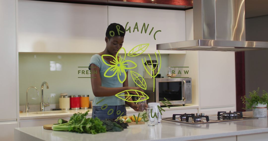 Woman Preparing Fresh Organic Vegan Meal in Modern Kitchen - Free Images, Stock Photos and Pictures on Pikwizard.com