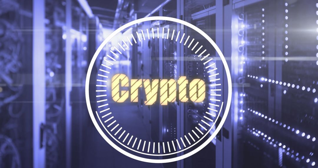 Futuristic Crypto Symbol in High-Tech Data Center