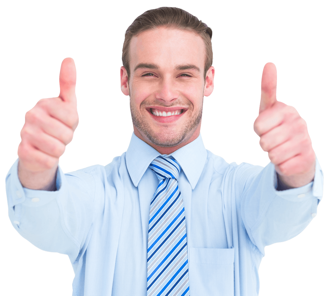 Transparent Background Businessman with Thumbs Up