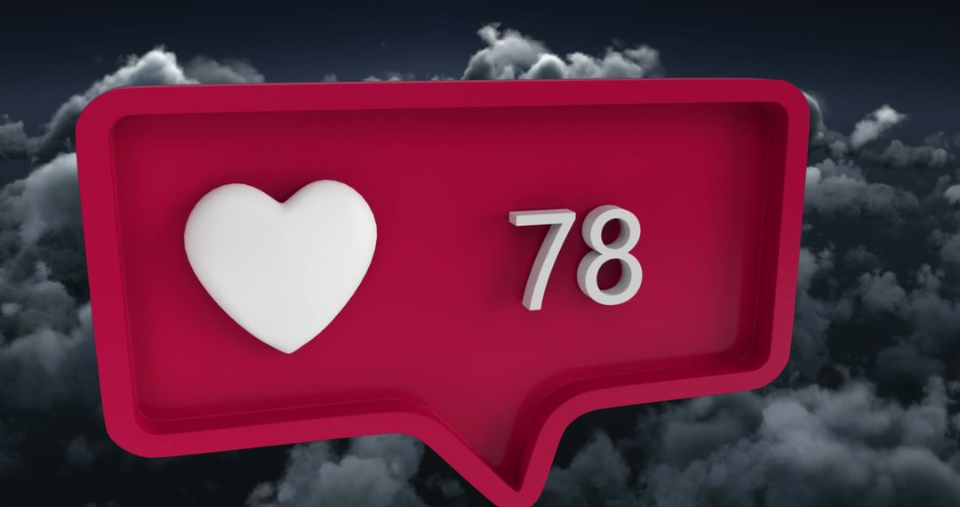 Heart Notification on Dark Cloudy Sky Background