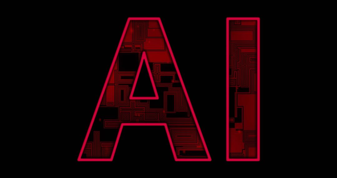AI Letters with Circuit Board Design on Black Background