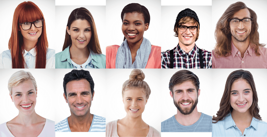 Transparent Collage of Diversity and Smiling Facial Expressions