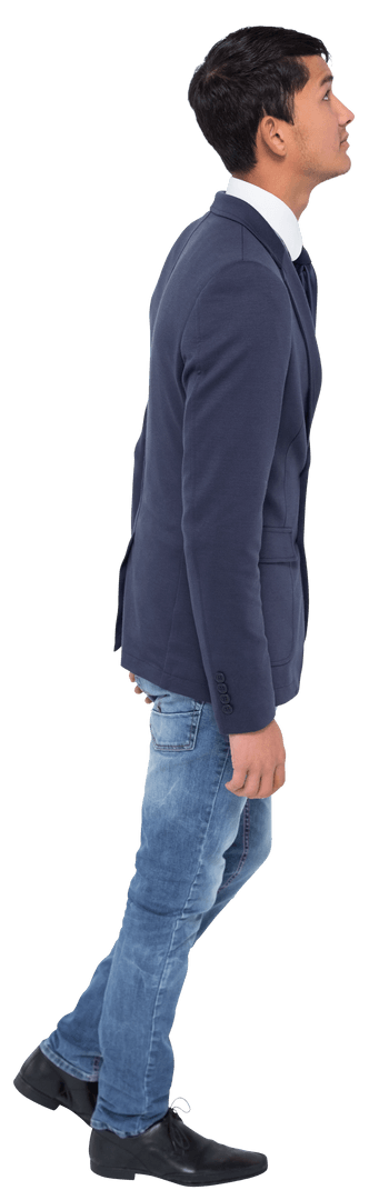 Transparent Vector of Biracial Businessman Looking Up in Office Attire