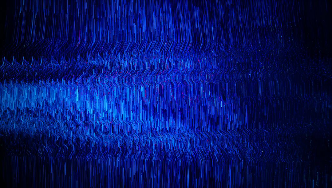 Futuristic Blue Neon Light Glitch Pattern in Vertical Distortion