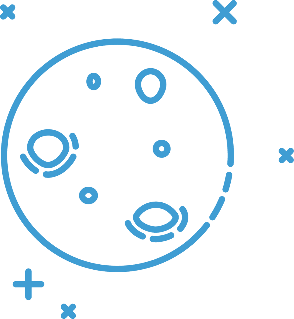 Transparent Digital Moon and Stars Illustration with Space Theme