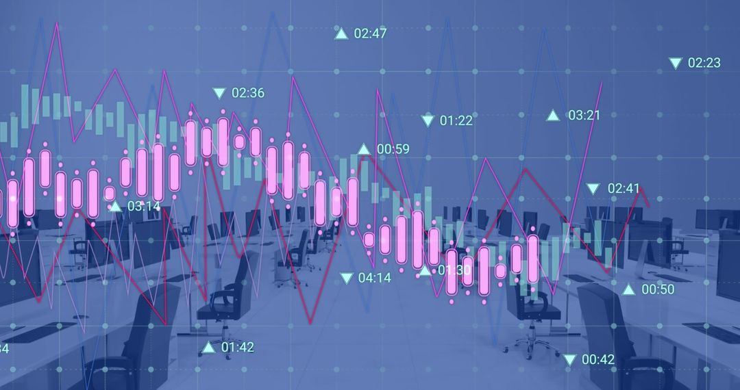 Modern Office with Data Analytics Visualization Overlay