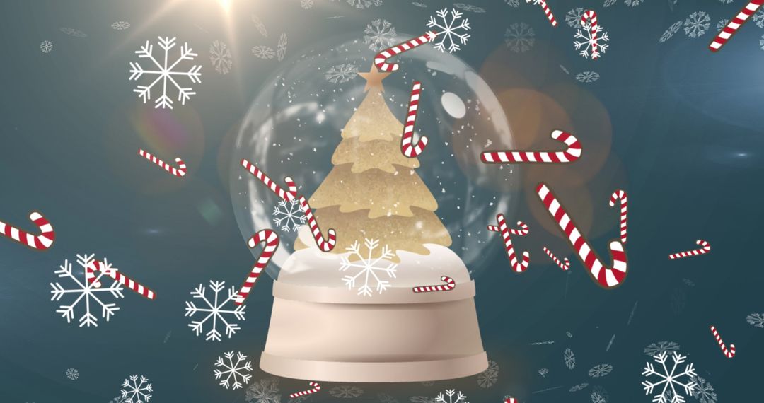 Christmas Snow Globe with Tree and Candy Canes