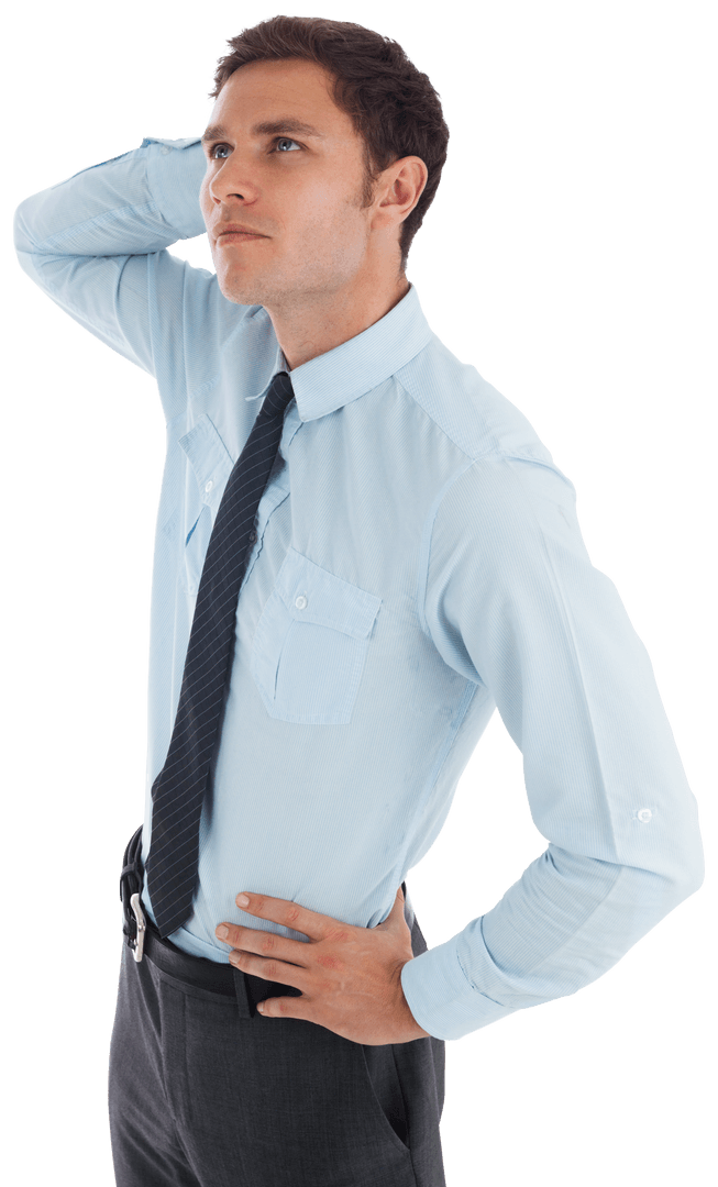 Transparent Thoughtful Businessman in Formal Attire