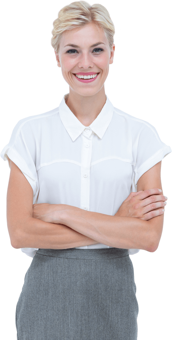 Smiling Blonde Businesswoman in Transparent Background