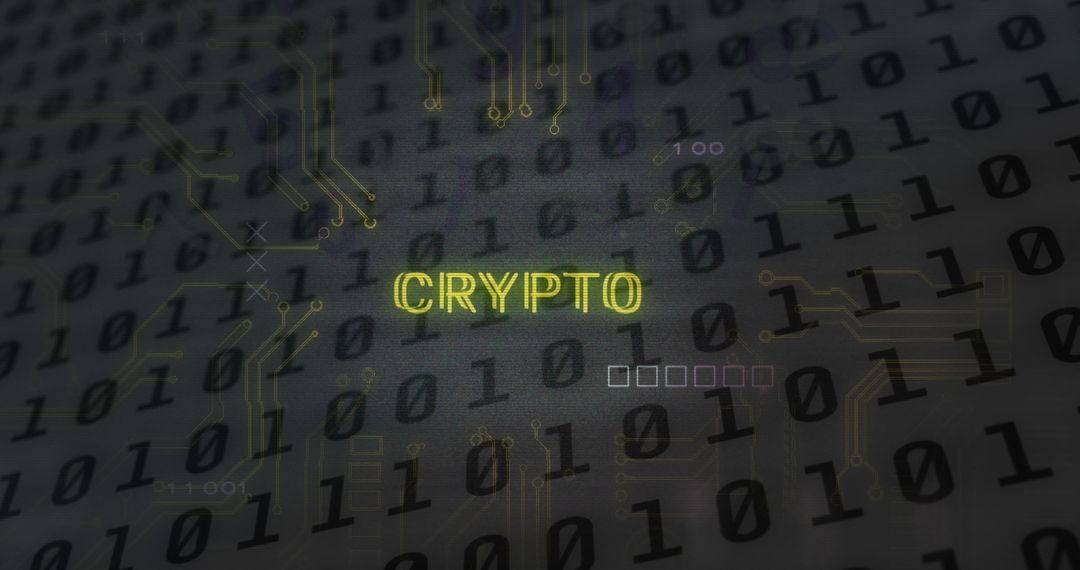 Crypto Text with Binary Code and Technical Circuitry - Free Images, Stock Photos and Pictures on Pikwizard.com