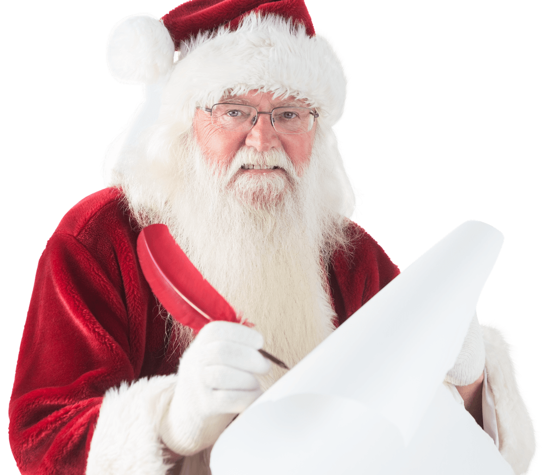 Santa Claus Writing on Large Transparent Scroll Christmas Theme