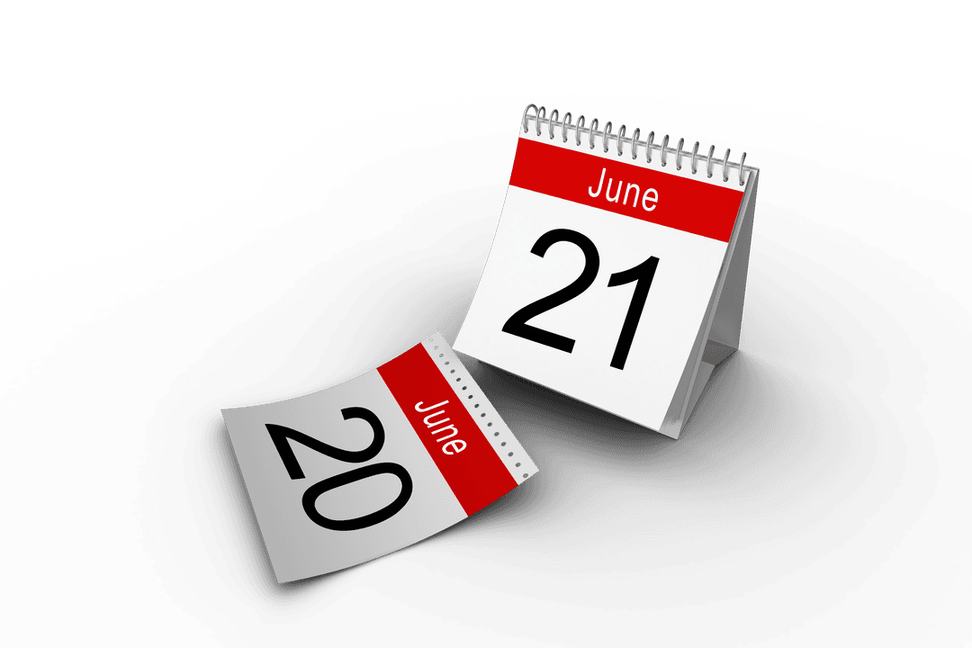 Transparent Desk Calendar with June Dates Illustrations