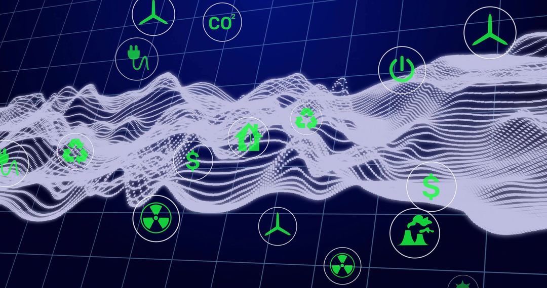 Futuristic Energy Visualization with Eco and Technology Icons