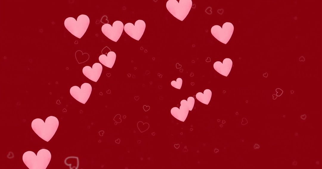 Romantic Pink Hearts on Deep Red Background for Valentine's Day