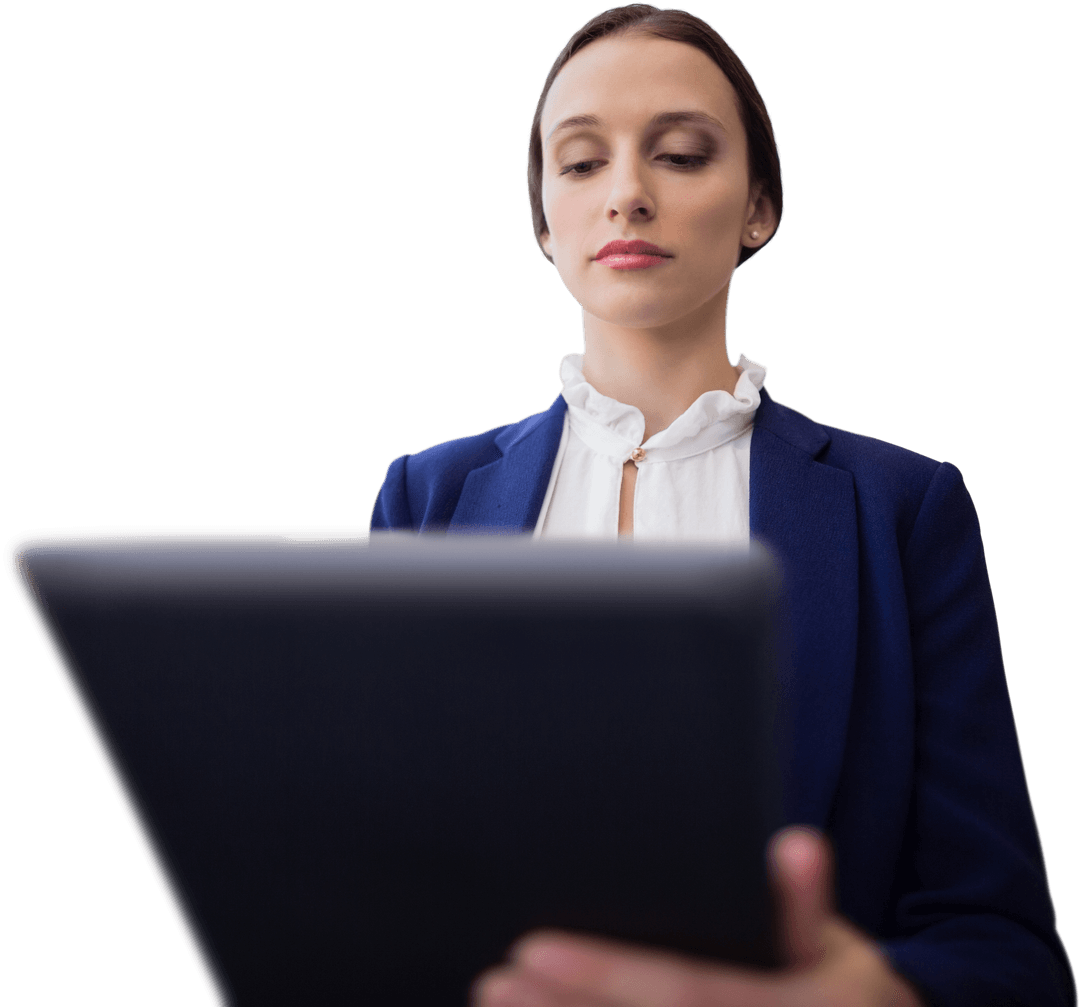 Transparent Businesswoman Using Tablet Technology