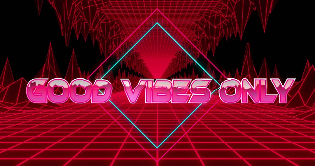 Retro Futuristic Good Vibes Only Text Neon Design