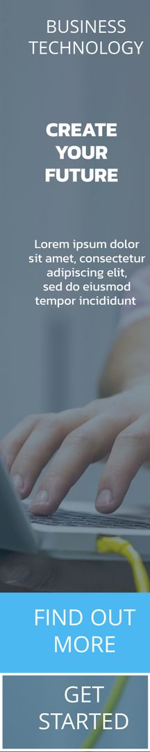 Modern Business Technology Banner with Hands Typing on Laptop