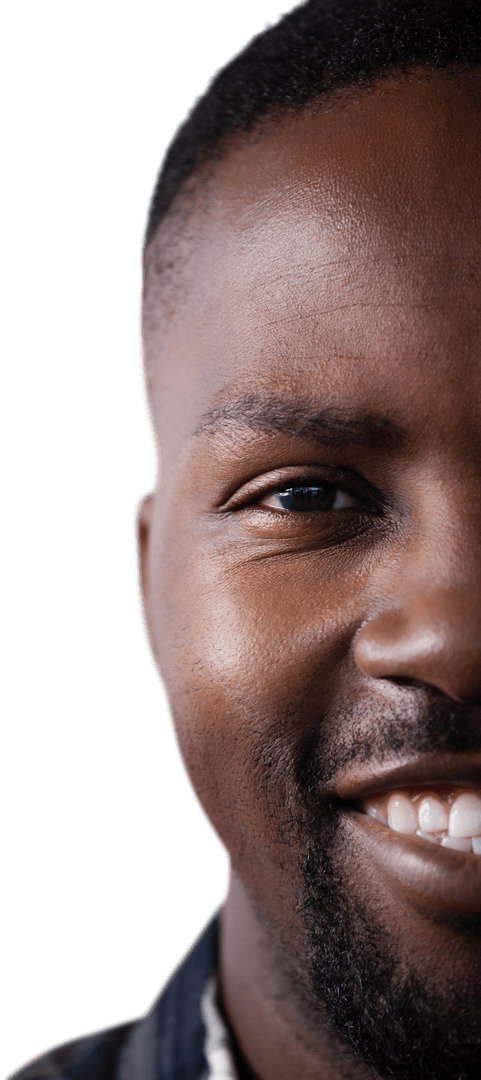Close-Up Transparent Portrait of Smiling African American Man