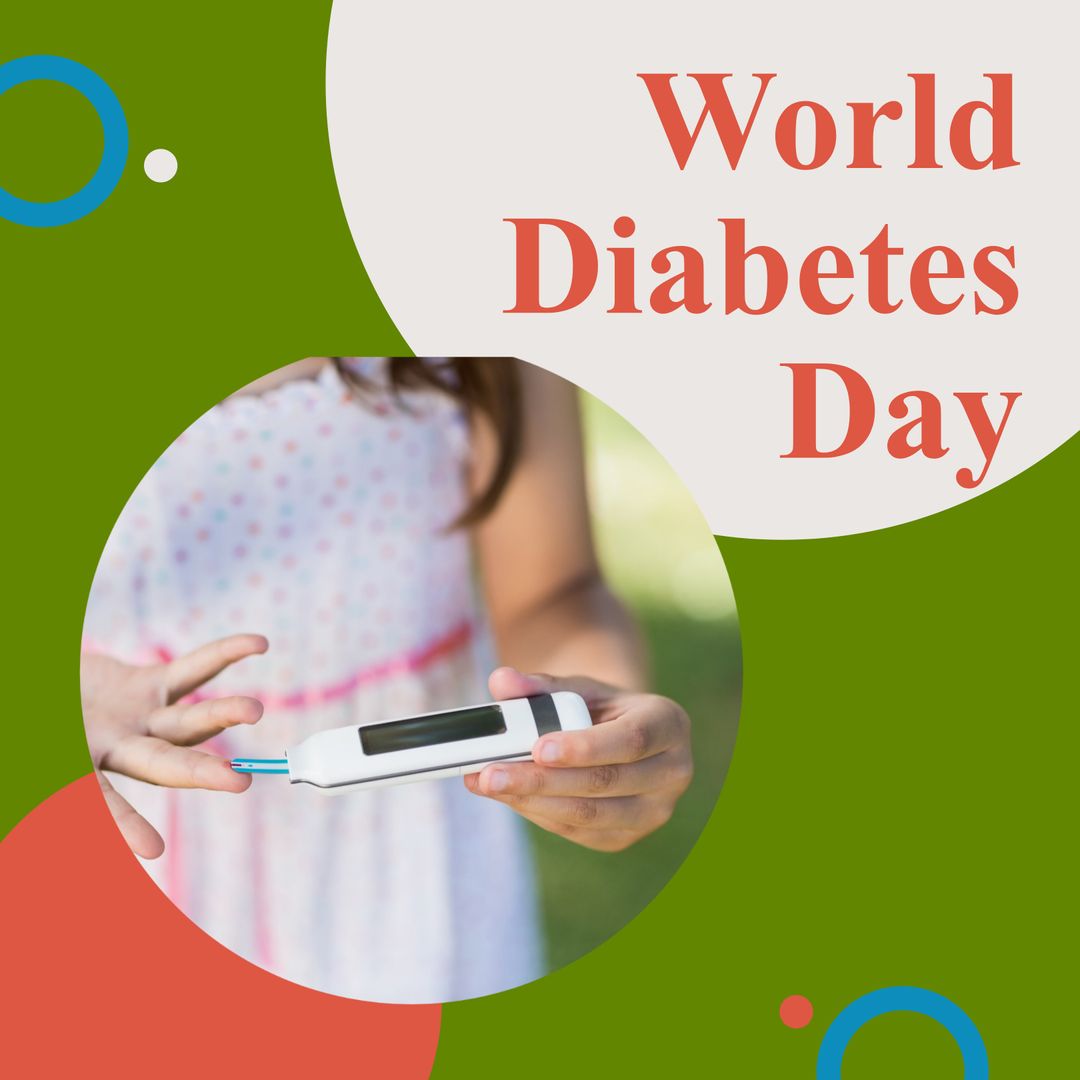 Girl Checking Glucose Levels for World Diabetes Day Awareness
