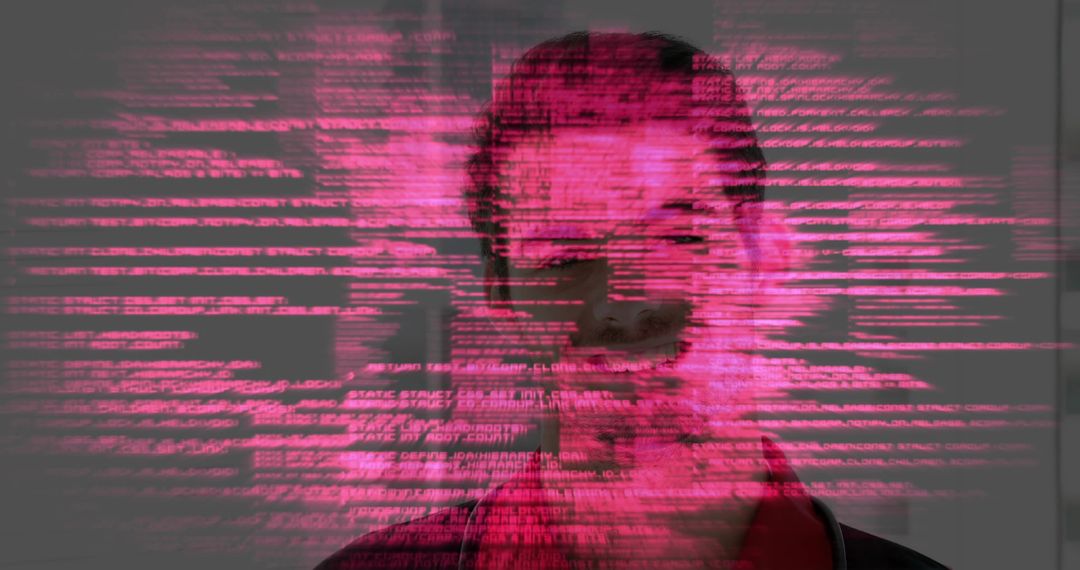 Futuristic Software Developer with Code Overlay