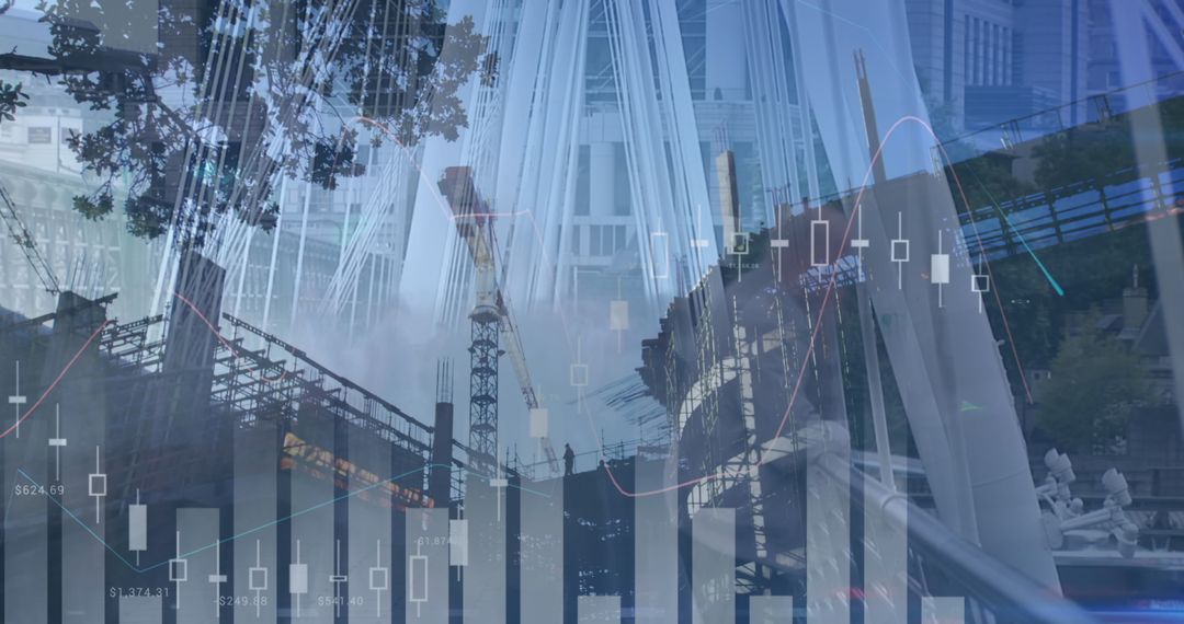Financial Analytics Overlay on Urban Construction Site