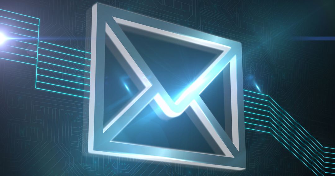 Futuristic Email Symbol with Glowing Digital Graphics