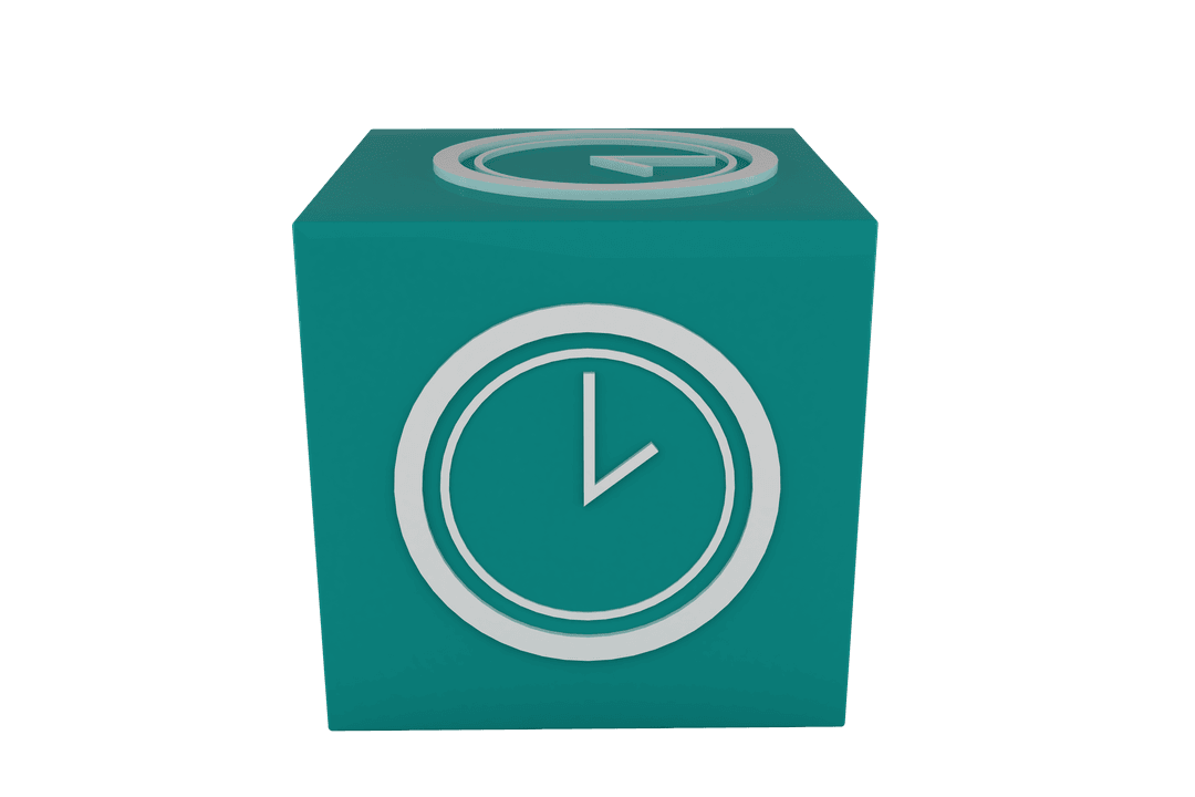 Transparent Blue Cube with Clock Illustrative Vector Design