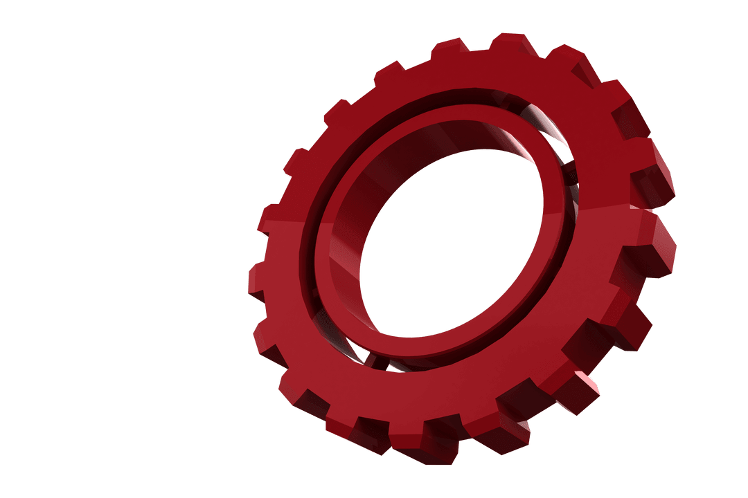 Transparent Red Cog Wheel Illustrating Industrial Mechanism
