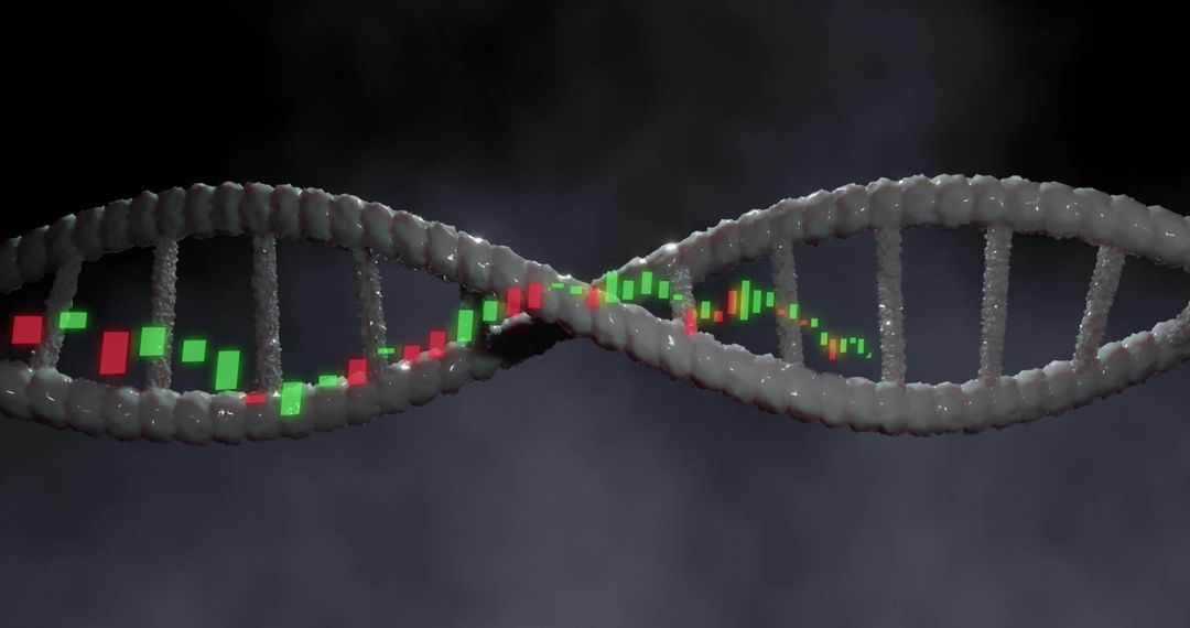 DNA Strand with Digital Data Visualization