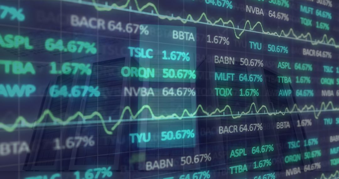 Dynamic Financial Data Display with Digital Stock Ticker Effects