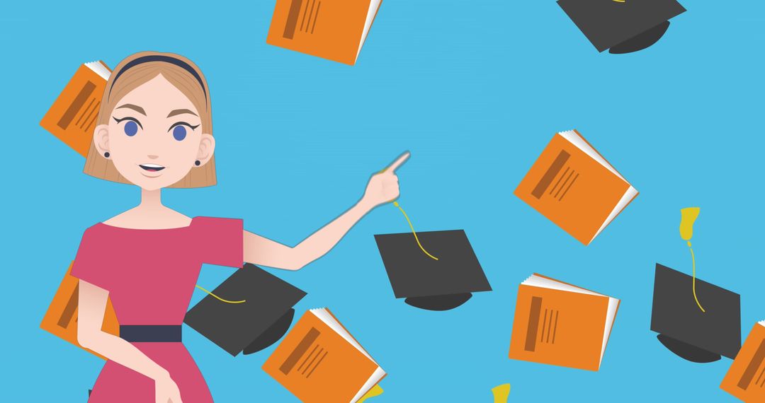 Digital Mentor Presentation with Graduate Cap and Book Icons