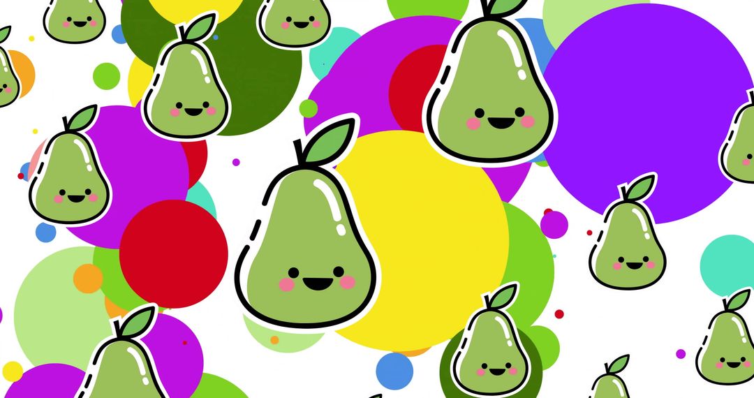 Colorful Abstract Background with Happy Pear Characters