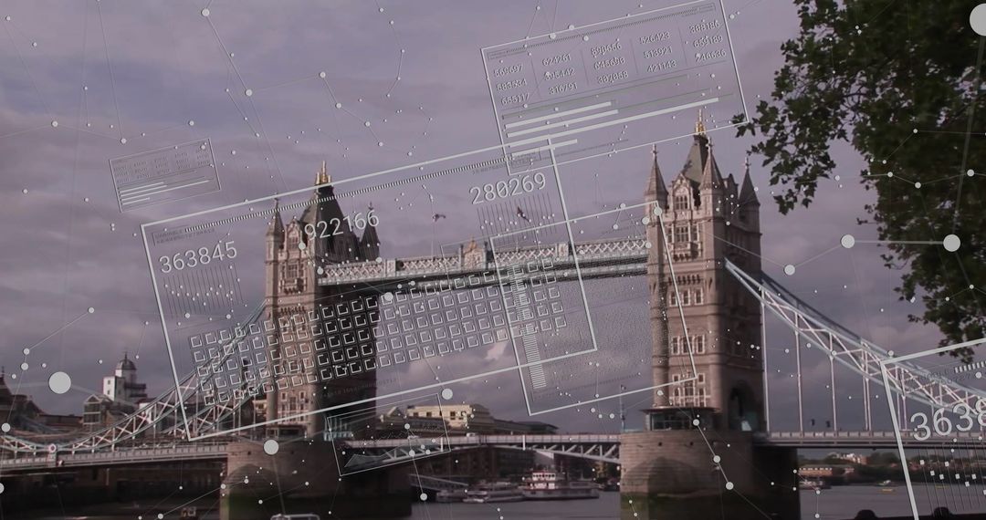 Blending London's Tower Bridge with Advanced Digital Interface Overlay