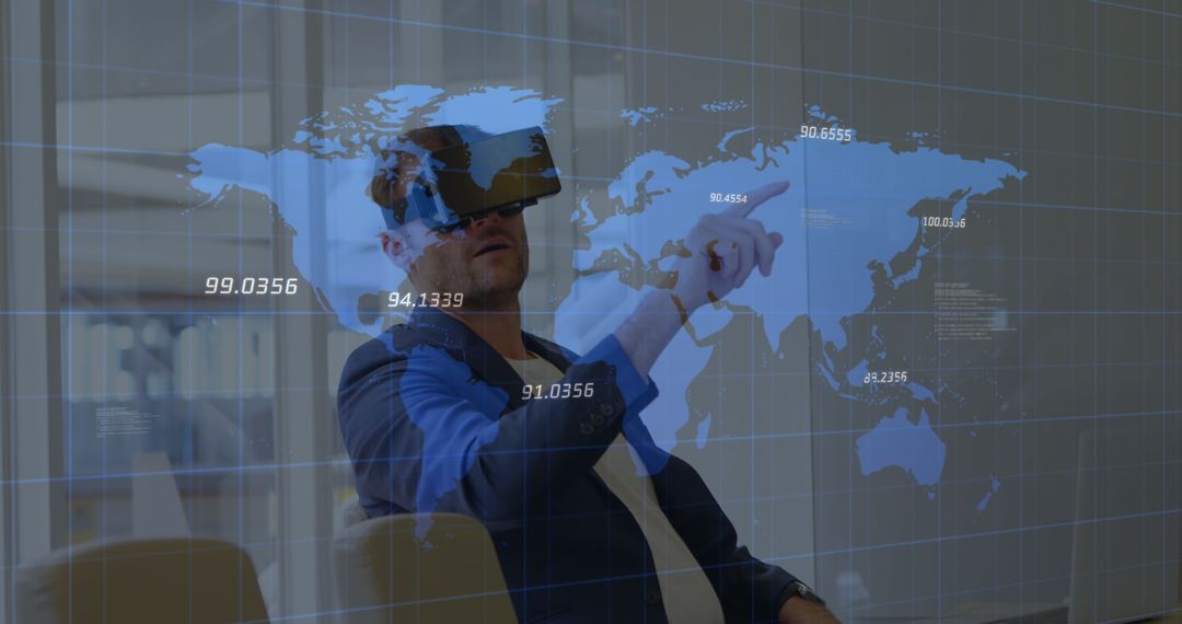 Virtual Reality Technology Global Map Interaction Concept