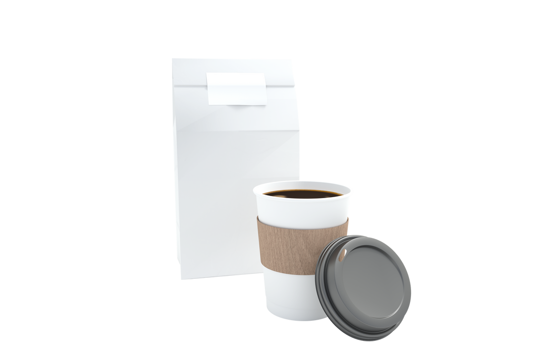 Transparent Illustration of Paper Takeaway Food Bag and Cups - Download Free Stock Images Pikwizard.com