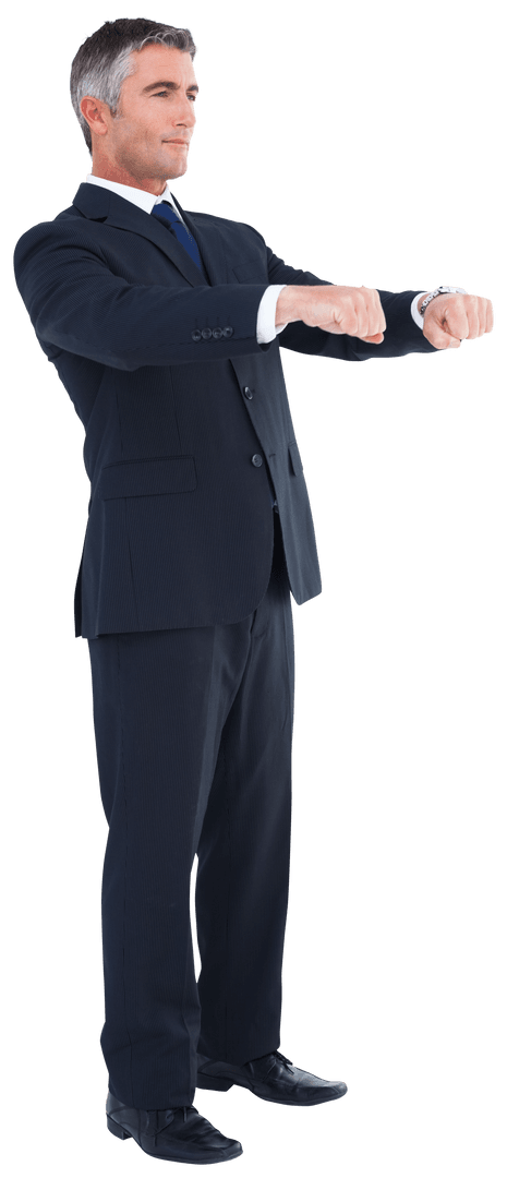 Professional Businessman Holding Object with Open Hands Transparent
