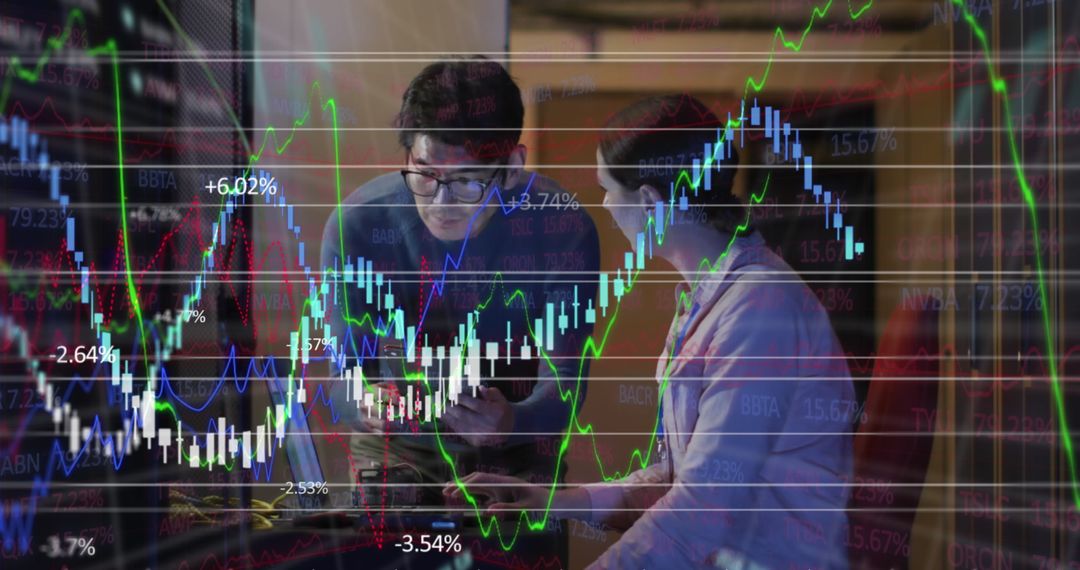 Engineers Analyzing Financial Data in Server Room