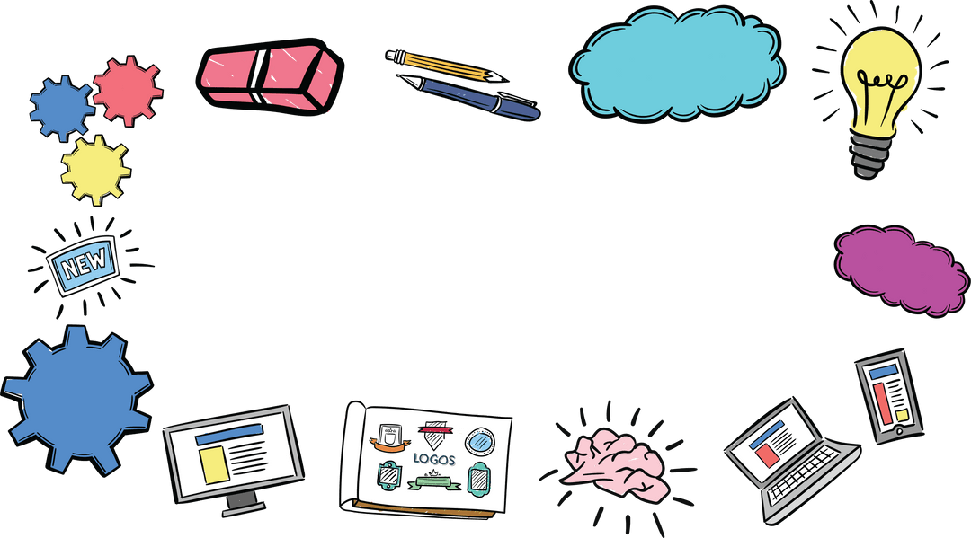 Multicolored Symbols Illustrating Creativity Idea Workflow on Transparent Background - Download Free Stock Images Pikwizard.com