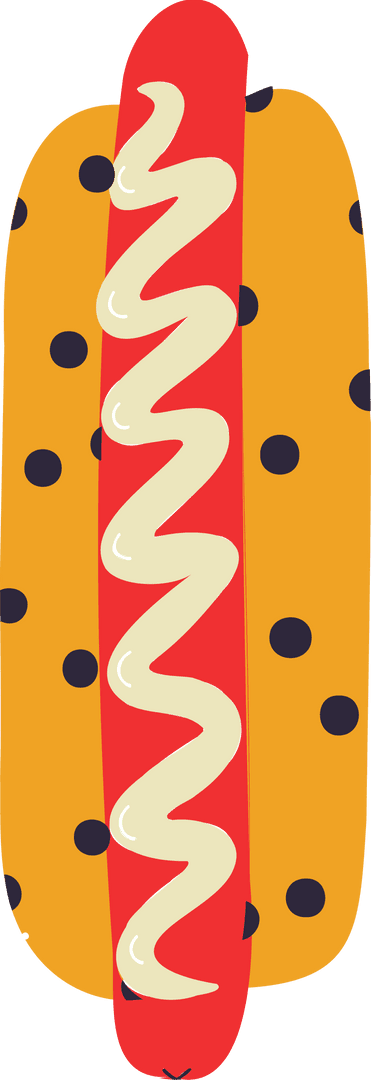 Transparent Fast Food Style Hot Dog Illustration with Mustard Swirl